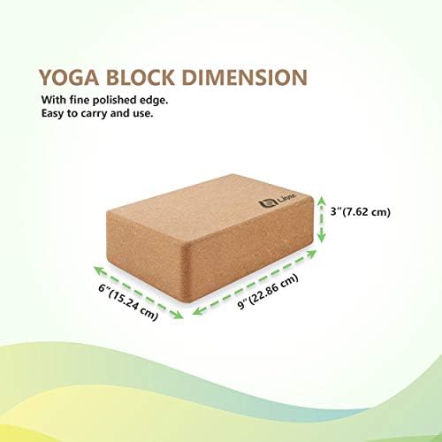 LIMM Cork joga blokovi - prirodna i održiva pluta joga opeka za prateće joge Poze - 3 x 6 x 9 inča protiv klizanja i bez nagiba blok