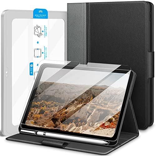 Slučaj KingBlanc za iPad 10. generacije i HD čistog zaštitnog ekrana, veganski kožni poklopac i kaljeni stakleni film sa automatskom