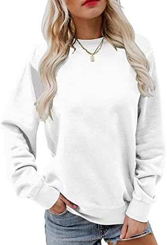 Minetom ženska casual crewneck solid / boja blok dukseri s dugim rukavima majice pulover slatka lagana labava vrhova