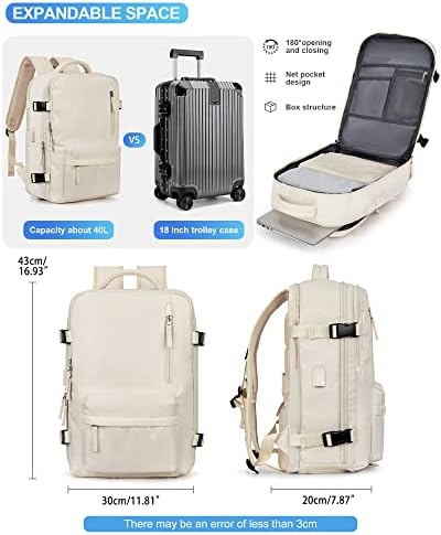 VGCUB Carry On Backpack, veliki putnički ruksak za žene Muška aviokompanija odobrila teretanu ruksak vodootporni poslovni laptop dnevni