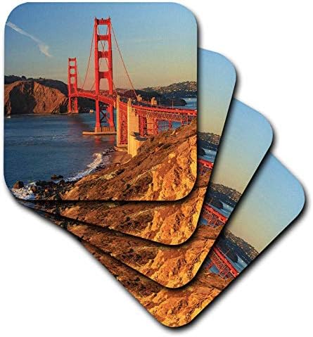 3drose pogled na Golden Gate Bridge, San Francisco, Kalifornija, SAD - Meki podmetači, set od 4 , set od 4 meke, varira