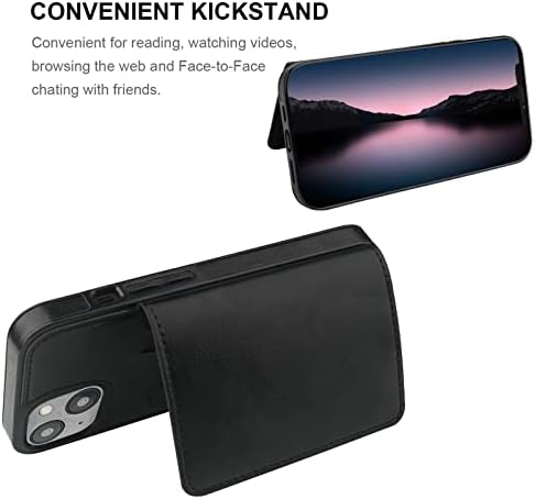 Kihuwey kompatibilan sa držačem kreditne kartice za iPhone 14 novčanik, Premium kožni nosač Flip skrivena magnetna kopča Izdržljiv