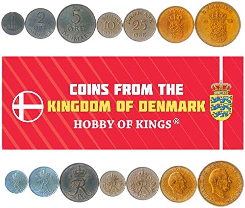 6 novčića iz Danske | Danska kolekcija kovanica 1 2 5 10 25 Ore 1 Krone | Cirkuliran 1941-1947 | Christian X