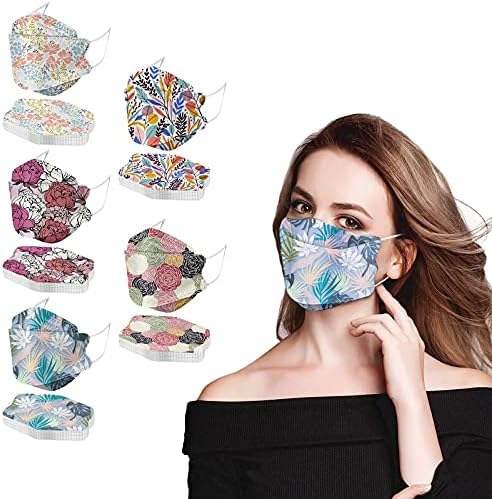 JMETRIE 50pc maske za jednokratnu upotrebu za odrasle, 4-slojna maska za štampanje cvijeća za lice, 3d Navlaka za usta sa žicom za