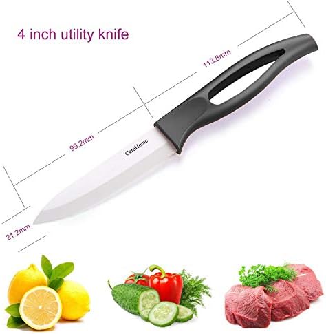 Keramički nož 5inch voćni nož postavio je 4 komad sa omotačima noža za sir, paradajz, krompir, povrće, voće,