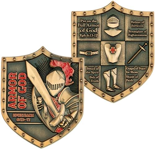 Oklop Božji Challenge Coin Bulk Pack od 3, prigodne vojne suvenirene kovanice za kolekcionare, vitez Templar Shield Religiozni džep