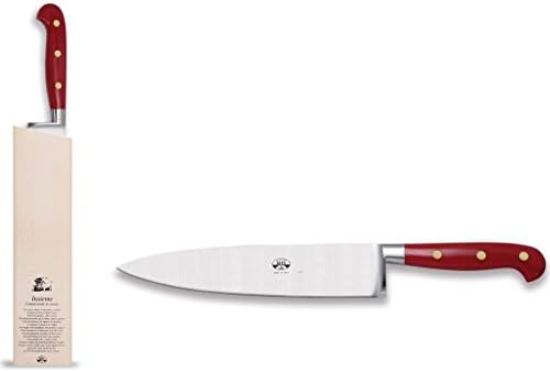 Coltellerie Berti Insieme 9 kuharski nož sa magnetiziranim drvenim blokom | crvena lucitna ručka