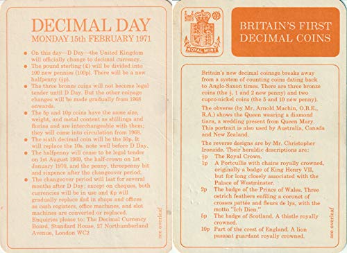 UK 1968 1971 1971 Ujedinjeno Kraljevstvo Britanije prve decimalne kovanice 5 kovanica se postavljaju necrtulira