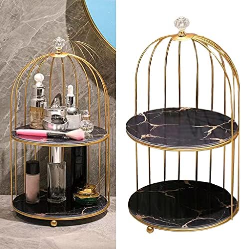 Emer's Metal Bird Cage Kupatilo Contratop organizator Vanity Tray Kozmetički i šminka Skladište kuhinje Polica postolja stalak - crna