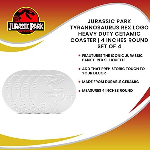 Jurassic Park Tyrannosaurus Rex logo podvozje | Jedan teški keramički coaster Dinosaur | 4 inča okruglo