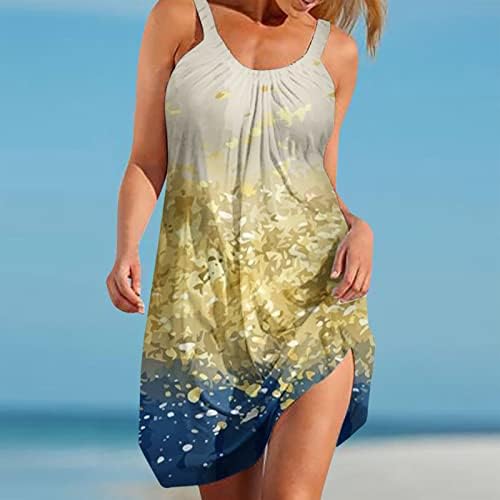 Ženska Boho tropska haljina za tropsko ispis Summer bez rukava Spaghetti kaiše za sunčanje haljina od sunca cvjetna ljuljačka tunika