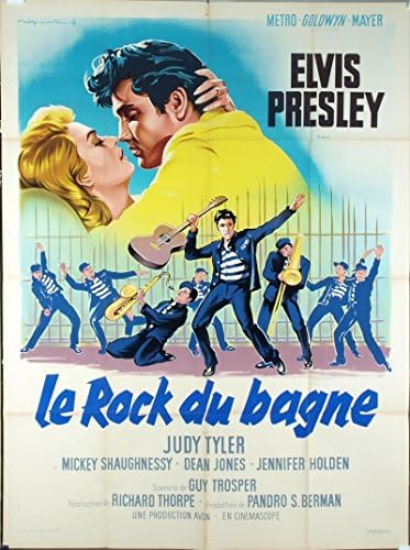 Jailhouse Rock Original Francuski Grande Movie Poster 47x63 Preklopljena umjetnost Roger Soubie Elvis Presley Judy Tyler Film režija