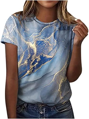 Žene Tshirt bluza sa printom od mramora Tshirt za djevojčice kratki rukav posada vrat Brunch ljetna jesen Tshirt 2023 Odjeća G4