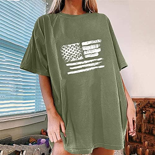 Košulje od 4. jula za žene labave casual prevelizirane američke zastave tiskani o-vrat kratkih rukava majica pulover vrhove