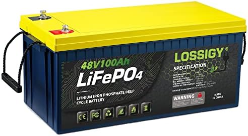 Losingy 48V 100Ah LifePo4 litijumska baterija, 5120Wh napajanja ugrađenim 100a BMS, savršena za golf kolica, marine, rv, solarni sistem