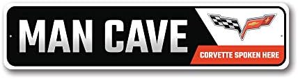 Man Cave Corvette Govori ovdje, Chevy Metal znak, Novelty Goatov Znak, garažni dekor - 9 x 36 inča