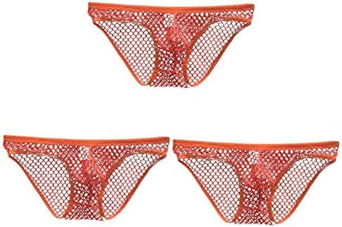 Andongnywell 3 Paket muški pogled kroz mrežaste bikini gaćice niskog rasta gaćice donji veš gaćice
