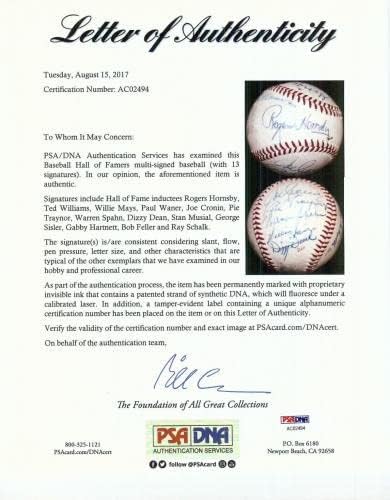 Zapanjujuća sala slavnih iz 1950. godine, bejzbol Rogers Hornsby Paul Waner PSA - autogramirani bejzbol