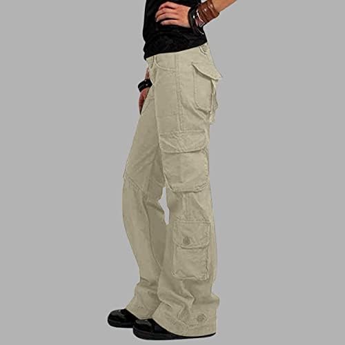 Zlovhe smeđe teretni pantalone, žene, ženske baggy teretne hlače sa džepovima širine noge pantalone labave kombinezone duge hlače