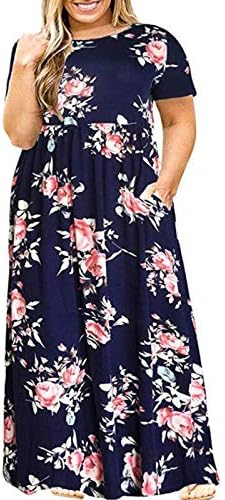 Žene plus veličine Maxi haljina cvjetna turska haljina s kratkim rukavima dame Ljetne casual naleted Boho duge ljuljačke haljine sa
