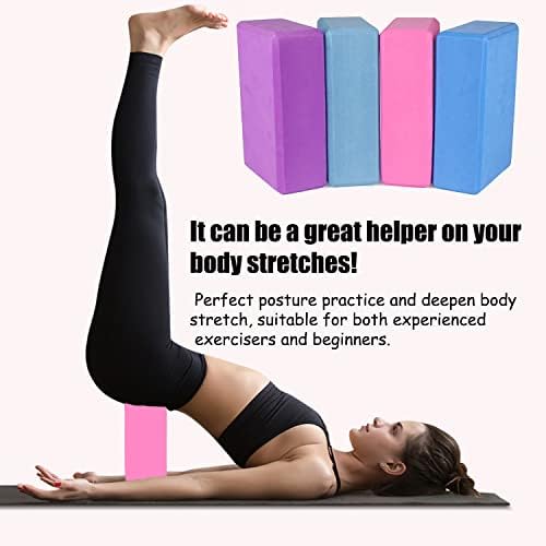 Joga blokira 9''x6''x3 '', 4 pakovanja visoko gustoće joge blokovi od opeke za poboljšanje čvrstoće, fleksibilnosti i ravnoteže, lagane