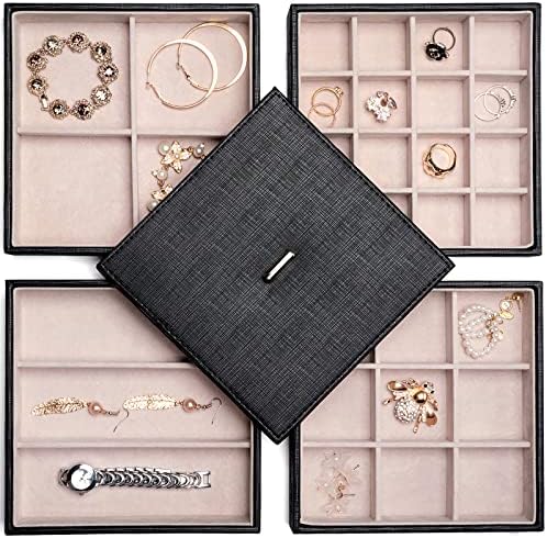 BEWISHOME kutija za organizatore nakita, kutija za nakit sa fiokama, Organizator ogrlica za žene devojke sa zaključanim ogledalom,ležišta