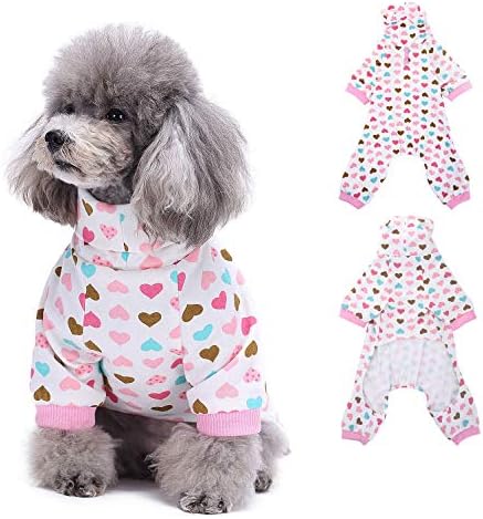 Ranphy Dog odjeću za male pse Djevojka Pajamas Puppy Heart Print Turtleneck Majica Slatki CAT Jumpsit Chihuahua Pudlica Jorkširski