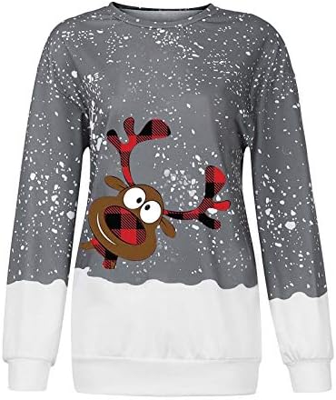Ženski duks božićne jelene Print Crewneck grafički dukseri Trendi pulover dugih rukava