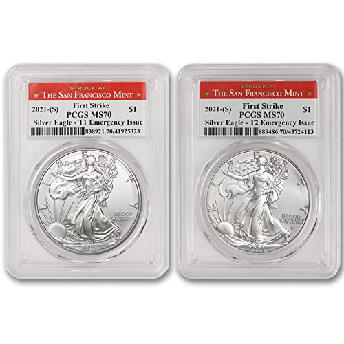 2021 set od 1 oz American Silver Eagle Coins MS-70 $ 1 MS70 PCGS